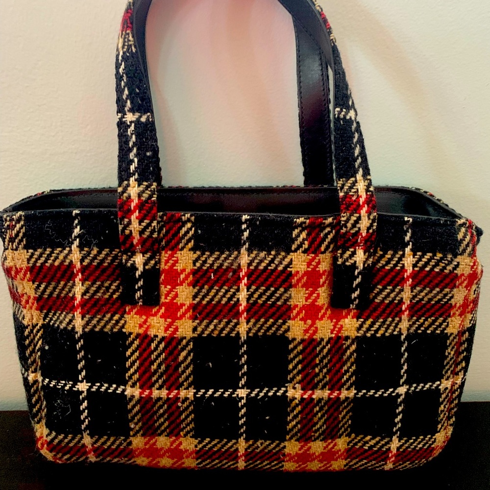 Burberry Mini Handbag Wool & Leather Hobo Bag